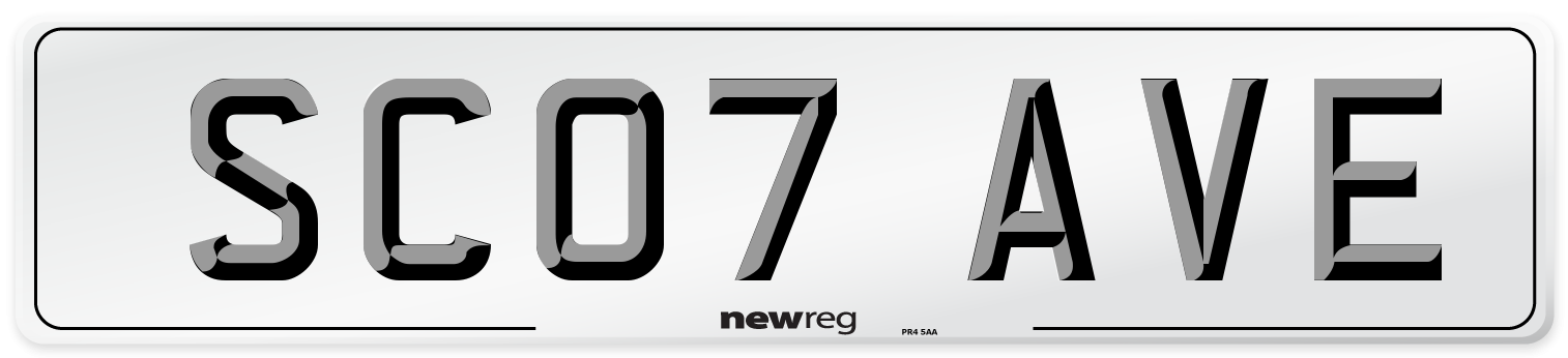 SC07 AVE Number Plate from New Reg